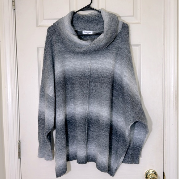 CALVIN KLEIN Gray Turtleneck Sweater Wing Sleeves Plus Size 1X - Picture 1 of 5